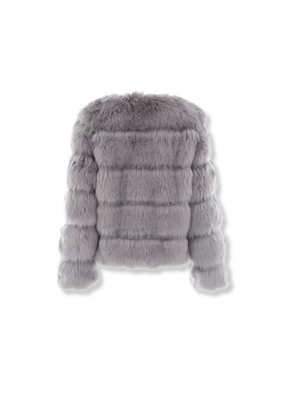 Luxury Grey Faux Fur Jacket