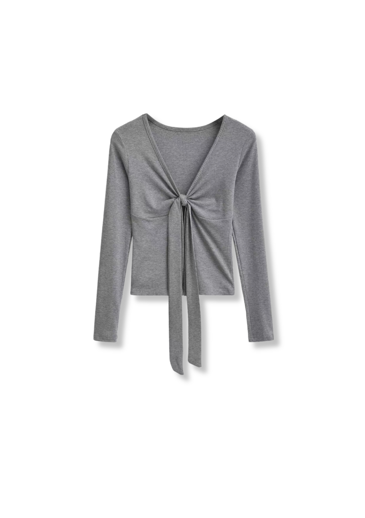 Tie-Front Long Sleeve Top