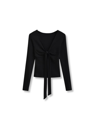 Tie-Front Long Sleeve Top