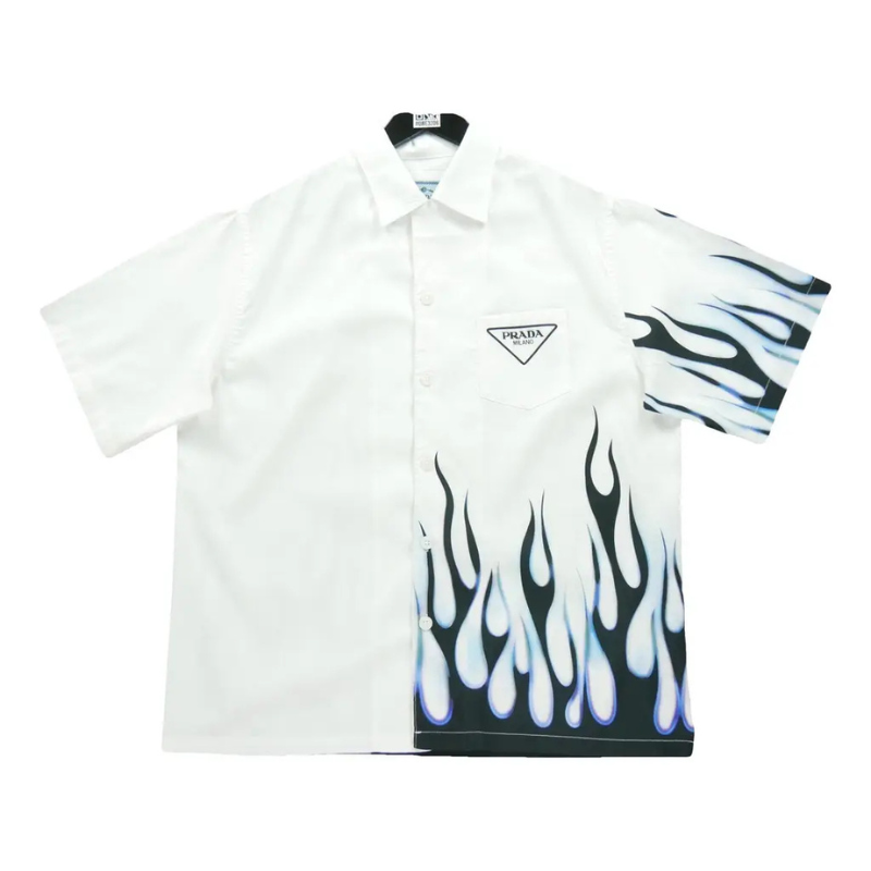Designer Summer Shirt – White & Electric Blue PM02