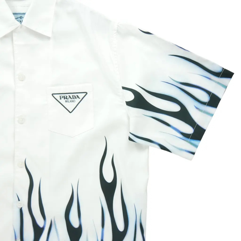 Designer Summer Shirt – White & Electric Blue PM02