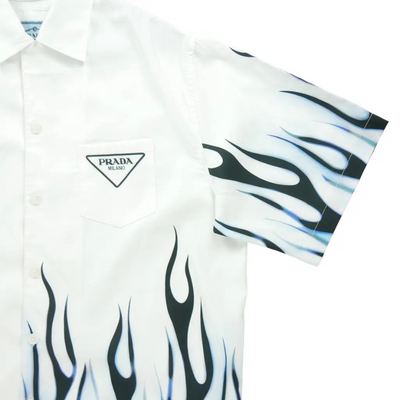 Designer Summer Shirt – White & Electric Blue PM02