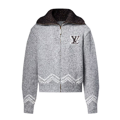 Designer Zip-Strickjacke – Grau-Melange LV07